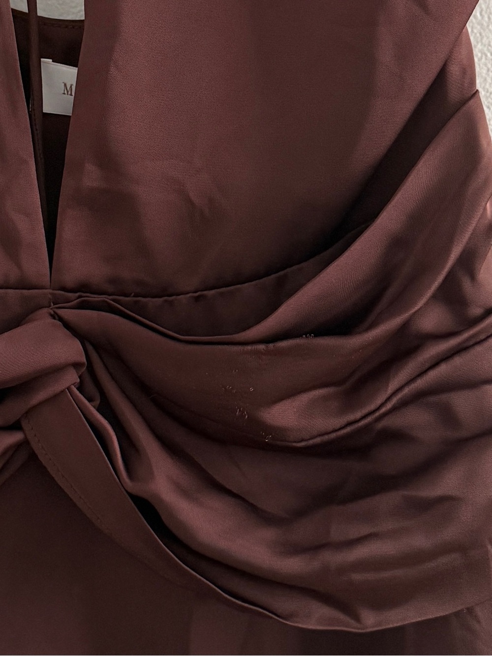 Meshki Cyra Plunge Halter Satin Midi Dress Dark Chocolate Size XS NWT - Picture 12 of 12